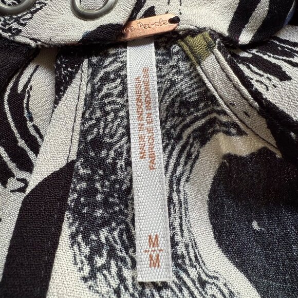 Free People Size M Halter Black Abstract Driftaway Cold Shoulder Tunic Top Dress - Picture 12 of 15